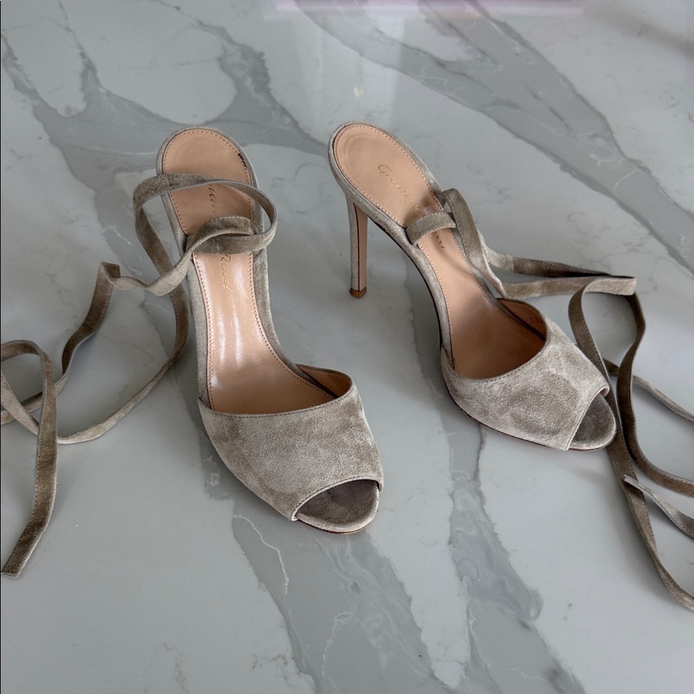 Gianvito Rossi Soft Suede Strappy Heels